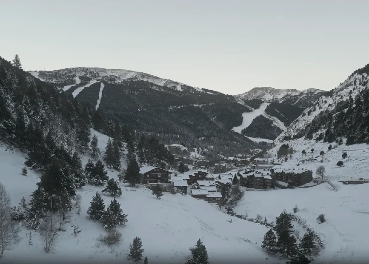 Background of snowy mountains in Andorra